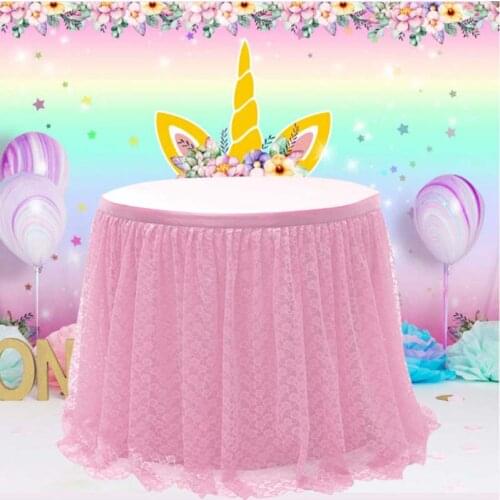 Lace Tulle Table Skirt Tutu Table Skirts Tableware for Wedding Birthday Party Decoration Home Banquet Baby Shower Party Supplies