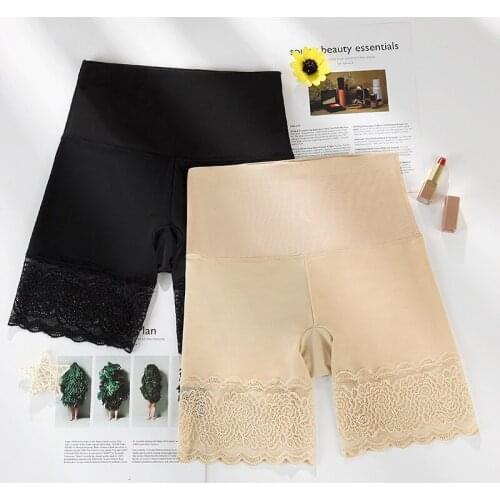 Anti-Chafing Ice Silks Thigh Saver Lace High Waist Tummy Control Hips Up Shapewear Panty HSJ88