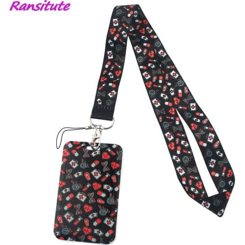 Ransitute R1541 Medical Supplies Lanyards ID Badge Holder Bus Pass Case Cover Slip Bank Credit Card Holder For Doctor Nurse
