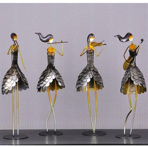 Metal female band figure statue indoor sculpture metal toy Figurine display crafts collection statue Halloween Christmas Wedding