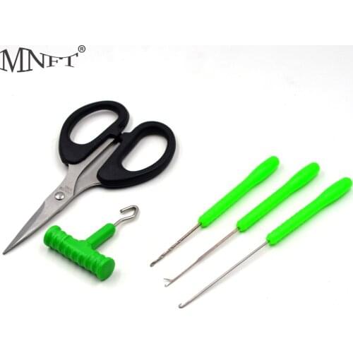 MNFT 3pcs Useful Fishing Bait Needle Tool T Shaped Knot Puller Scissors Fishing Scissors Knot Tool Set