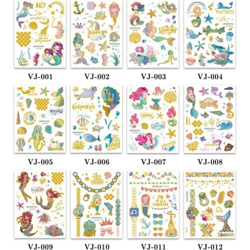 Mermaid Tattoo Set Face Temporary Tattoo Child Tattoo Sticker Body Tatoo for Kids Cute Tattoo Children Tattoo160*120MM