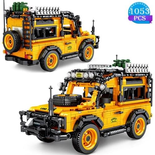 New Ideas Famous Series Yellow Off-road Vehicle Building Block Model Childrens Educational Toys Boys Birthday Gifts