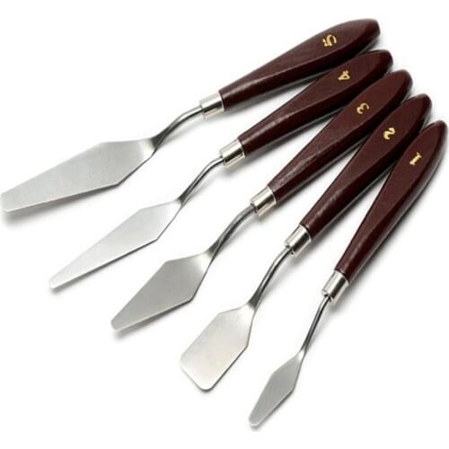 Eval 5PCS/Set Painting Supplies Stainless Steel Palette Knife Mixed Scraper Set for Artist Oil Painting Art Supplies