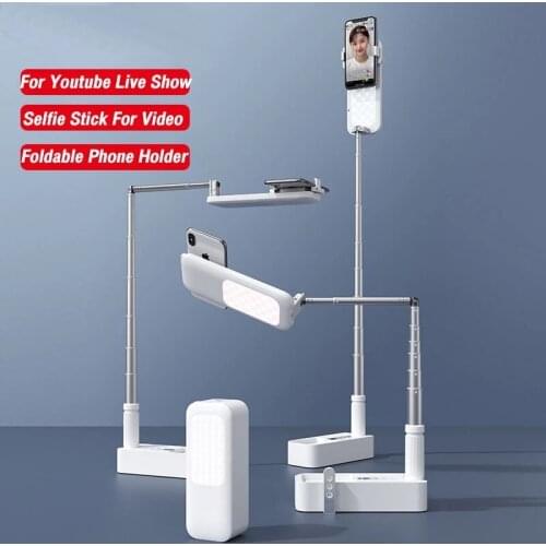 2021 Portable Phone Holder Retractable Wireless Live Broadcast Stand Wireless Dimmable LED Fill Light Selfie For Living Video