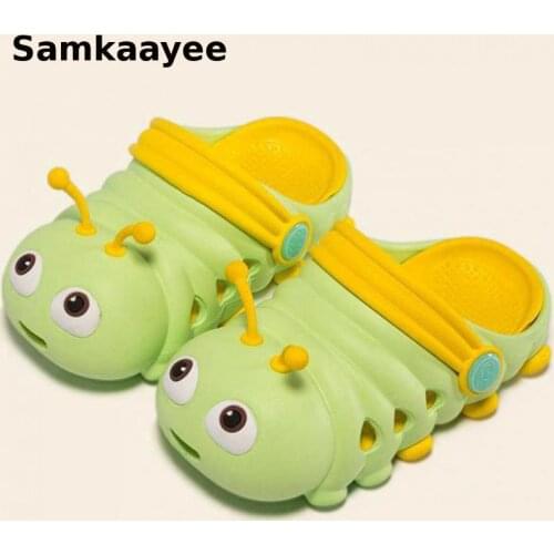0-5Y Kids Mules & Clogs Summer Boys Girls Caterpillar Sandals Cartoon Beach Slippers Non-Slip Flat Heel Children Garden Shoes 25