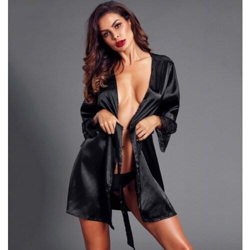 Sexy Lingerie Women Sexy Belt Silk Satin Night Dress Sleeveless Nighties V-neck Nightdress Lace Sleepwear Nightwear Women