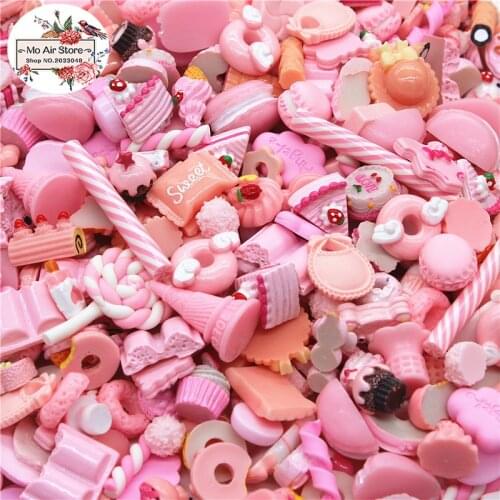 Mix design dessert pink color 20pcs Resin Flat back Cabochon Art Supply Decoration Charm Craft