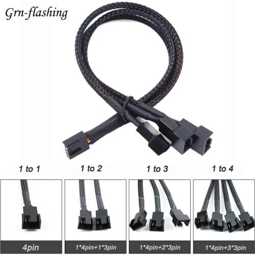 1 To 1 2 3 4 Splitter PWM 4pin 3pin Computer Mainboard CPU Fan Connector Extention Cables 3 4 Pins for Computer Cooling System
