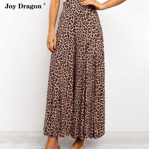 Loose Wide Leg Trousers Daily Workplace 2021New Spring Summer Casual Pleated LadiesClothing Women High Waist Leopard Print Pants