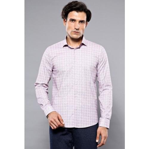 Plaid Light Burgundy Mens Shirt Wessi