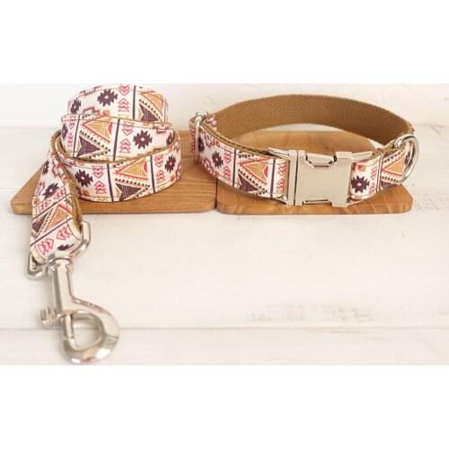High quality handmade collar customized dog puppy collar THE FOLK BROWN Anti-lost dog collar XS-XL
