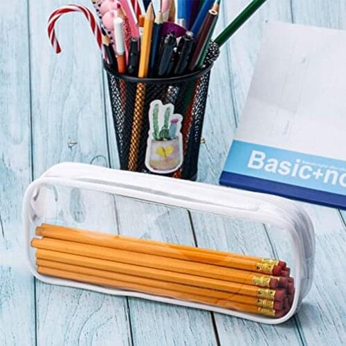 1Pc Transparent PVC Pencil Case Black White Large Capacity Case Zipper Stationery Bag Storage Stationery Student Pencil J4V6