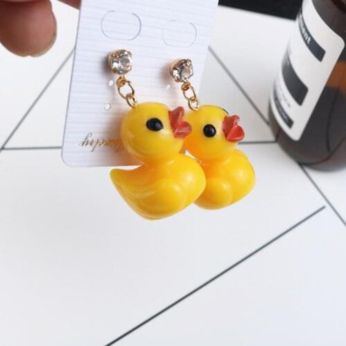 2020 Simple Little Lovely Yellow Duck Dangle Drop Ear Stud Earrings Women Charming Jewelry pendientes Accessory Gift
