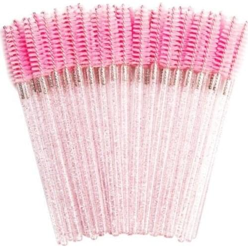 50pcs Colorful Eyelash Brush Eyelash Comb Portable Eyelash Brush Scrub Reuse Eyebrow Crystal Rod Brush Makeup Auxiliary Tools