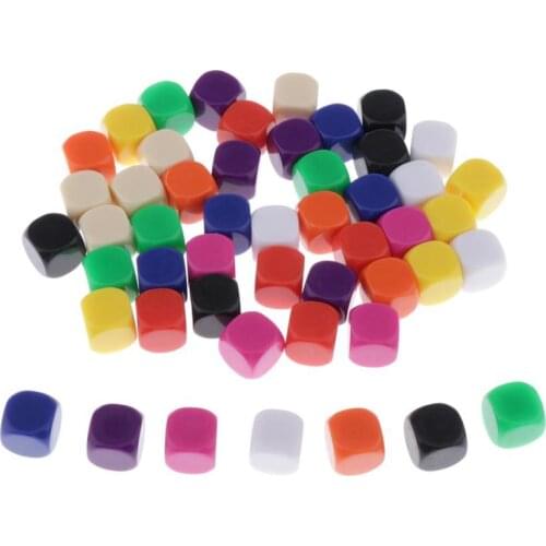 50pcs Round/ Edge Blank Dices D6 Six Sided DND RPG MTG Table Game Dice Bulk Gaming Colorful Dice Game Dices Set 5mm 16mm 18mm
