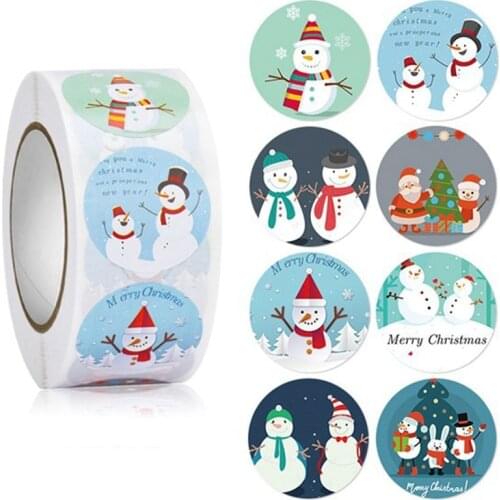500Pcs Merry Christmas Stickers 500pcs Animals Snowman Santa Trees Decorative Stickers Wrapping Gift Box Label Christmas Tags