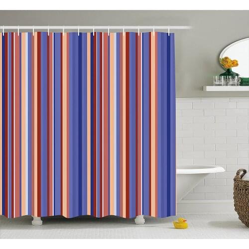 Abstract Shower Curtain Gradient Color Vertical Stripes Lines Art Retro Graphic Display Bath Curtains For Bathroom Bathtub