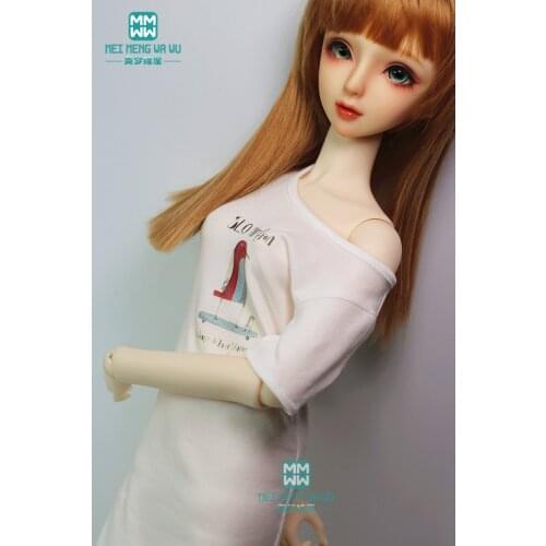 BJD accessories doll clothes fits 60cm 1/3 BJD doll fashion casual mid-length cotton t-shirt