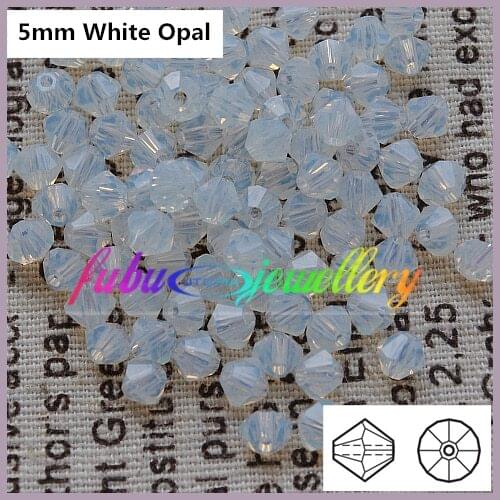 Free Shipping! 576pcs/Lot, AAA Chinese Top Quality 5mm White Opal Crystal Bicone Beads