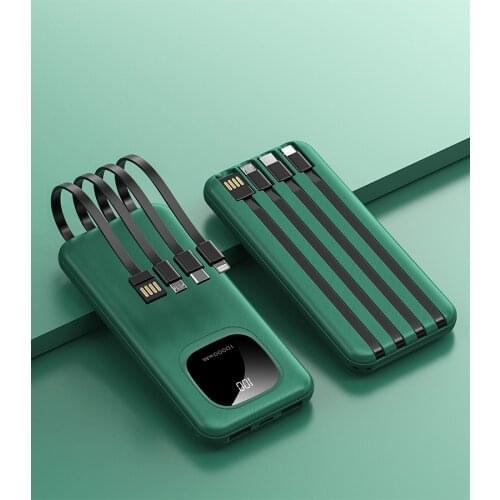 Power Bank 20000mAh Dual USB Portable Charger Built in Cable Powerbank for iPhone 11 12 Samsung S10 S20 Xiaomi Battery Poverbank