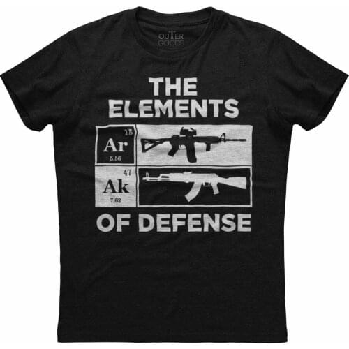 The Elements of Defense. Funny Chemical Elements Gun Printed T-Shirt. Summer Cotton O-Neck Short Sleeve Mens T Shirt New S-3XL