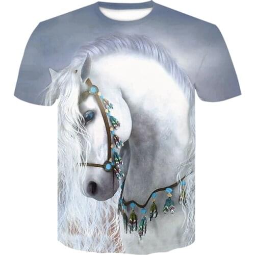 Beautiful Horse 3D Printed T-shirts Fashion Animal Harajuku Summer Fun Short-Sleeved Tops Streetwear Unisex personality t shirt