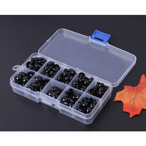 160pcs 6-12mm Black Plastic Safety Eyes For Bear/Dolls/Toy Animal/Felting
