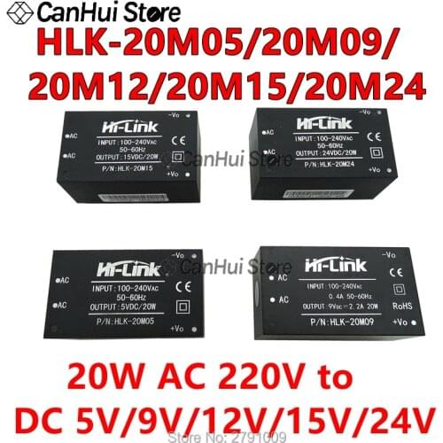 HLK-20M05 20M09/12/15/24 20W AC-DC 220V to 5V/9/12V/15/24 V MINI Intelligent Household Mini Isolation Switch Power Supply Module