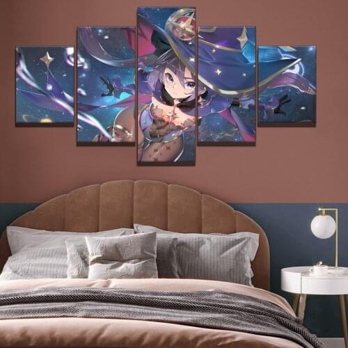 Genshin impact Game poster home decor hd painting Astrologer Mona wall painting poster anime Study Bedroom Bar Cafe Wall