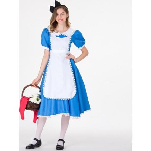 Halloween Alice in Wonderland Costume Adult Women Beauty And The Beast Belle Lolita Maid Cosplay Fancy Dress
