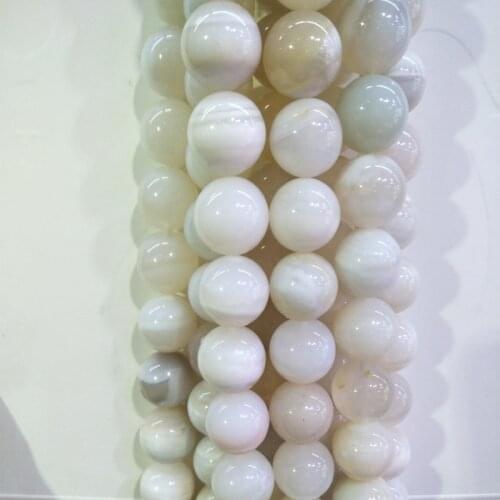 14mm Round Natural White Chalcedony Stone Beads For Jewelry Making Strand 16'' DIY Loose Stone Beads Aquamarin/Flower Red Stone