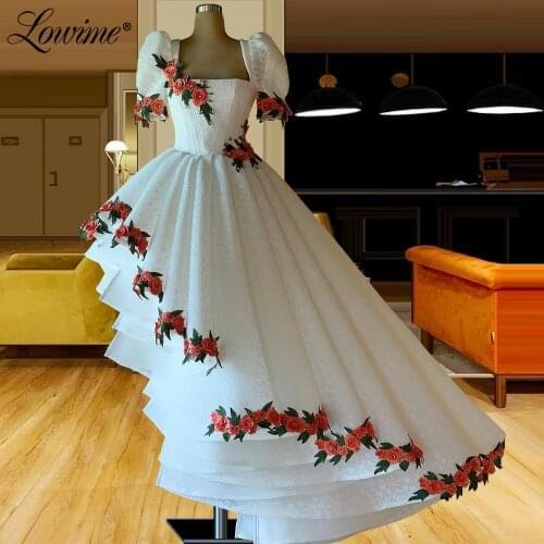 High Low Lace Applique Party Dresses 2021 Customized Dubai Prom Dress Plus Size Evening Gown Celebrity Dress Robe De Soiree Robe