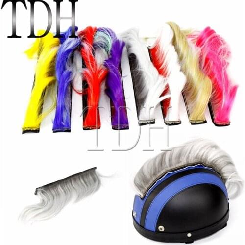 Multicolor Helmet Unisex Mohawks Sticker Outdoor Riding Cap Helmet Decoration Motorcycle Helmet Wigs Hair For Snowmobile BMX