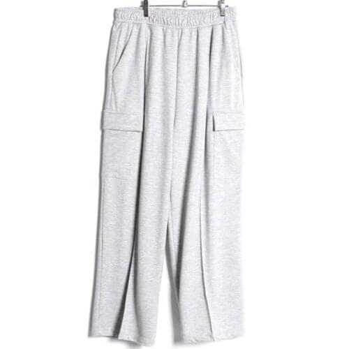 Mens pleated straight tube sports pants Spring and autumn fashion large size leisure straight tube pocket elastic waist pants