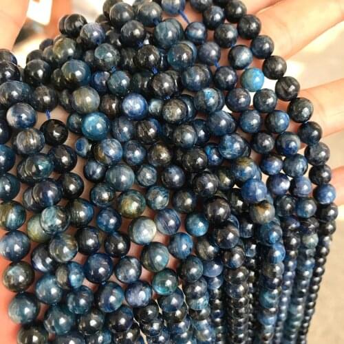 AAAA Natural Round Blue Kyanite Beads Round Loose 15" Strand 4 6 8 Spacers Beads for Jewelry Making DIY Bracelets