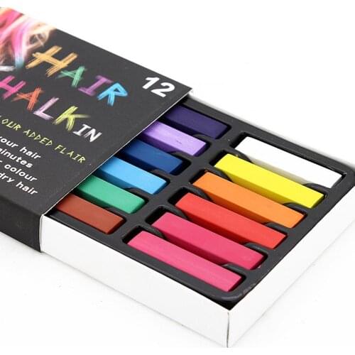 12 Colors Non-toxic Temporary Salon Kit Pastel hair Chalk Pastel color Chalk For Hair Use L9O5