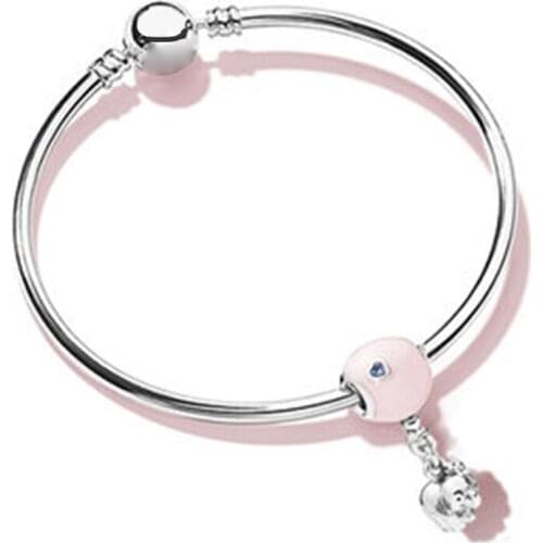 NEW 100% 925 Sterling Silver 1:1 Genuine Glamorous Confessions Balloon Bangle Set Fit DIY Couple Jewelry Original Jewelry