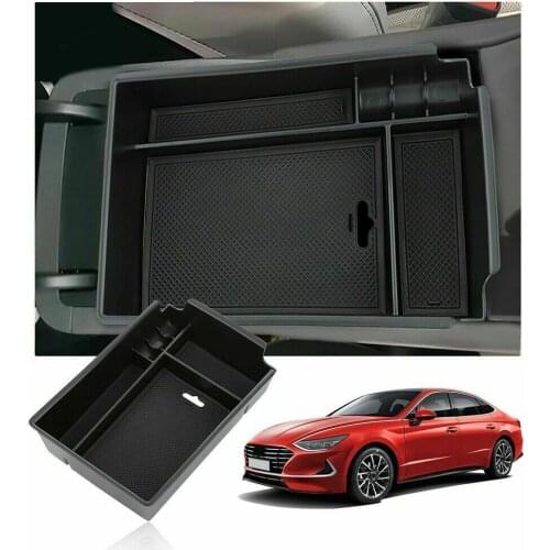 Car Console Storage Organizer Tray Box Armrest Box For Hyundai Sonata 2021 Built-in Non-slip Mat Keep The Console Tidy