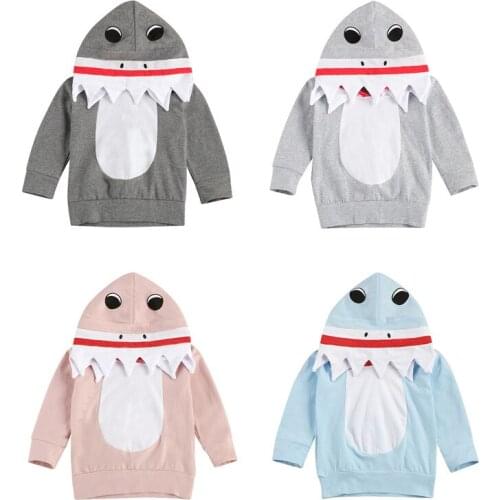 1-6 Years Kid Sweatershirt Tops Cute Cartoon Shark Hoodies Sweatershirt Top For Boys Girls Vacation Birthday Party Photography