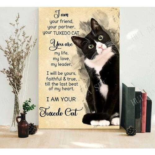 Tuxedo Cat Poster, Cat Poster, Wall Decoration, Cat Sign for Home, Retro Cat art, vintage poster gift, Black Cat poster