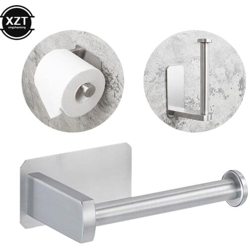 Toilet Self Adhesive Wall Mount Toilet Paper Holder Stainless Steel Bathroom Kitchen Storage Roll Paper Accessory Tissue Towel