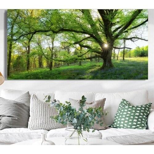 Modern Sunshine Green Trees 5D Diy Diamond Embroidery Cross Stitch Full Square Round Diamond Painting Handmade Home Decoration