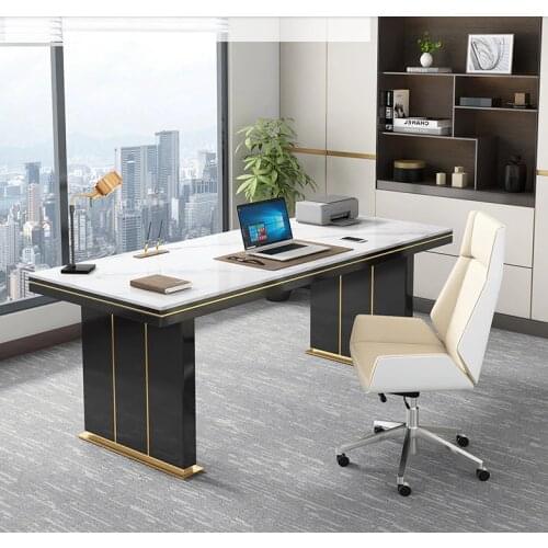 Simple light luxury style one word blackboard desk Italian minimalist family big slate desk modern study computer desk