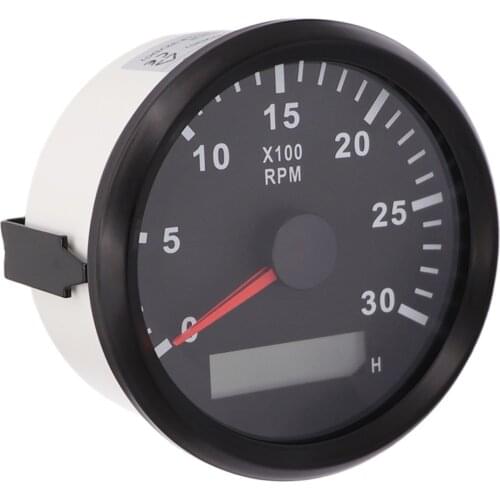 85mm Boat Tachometer Marine Tacho Meter Gauge LCD Hourmeter 12V/24V 8000 /3000/6000 RPM Tachometer Gauge fit Car Boat Motor