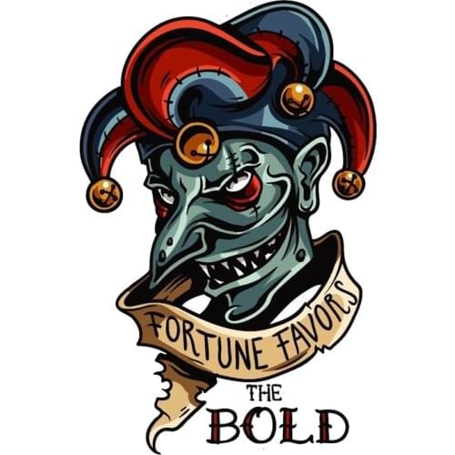 Fortune Favors The Bold Clown Gambling Decal PVC Motorcycle Custom Sunscreen Car Decal Waterproof Window Windshield Accessories