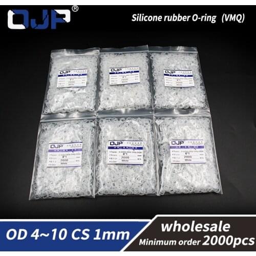 CS1mm Thickness 2000PCS/lot wholesale White Silicon O-ring Food grade Silicone/VMQ OD4/5/6/7/8/9/10mm O Ring Seal Rubber Gasket