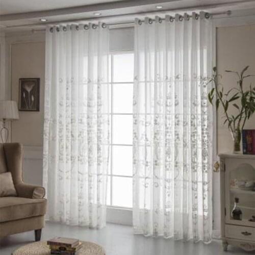 Embroidered White Gauze Cotton Linen Curtain European Encryption Bedroom Living Room Bay Window Balcony Gauze Curtain