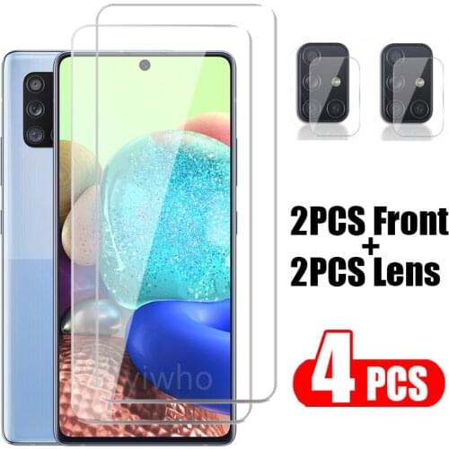 4PCS Safety Glass on For Samsung Galaxy A71 5G Uw A31 A21s A51 A21 A41 A11 2020 Screen Protector Tempered Glass Camera Lens Film
