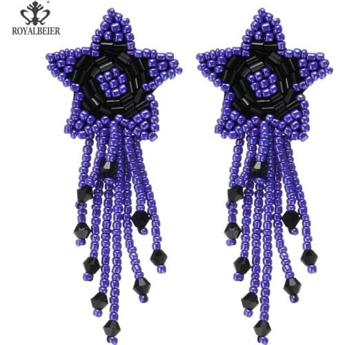 ROYALBEIER Bohemia Elegant Long Tassel Drop Earrings Handmade Beads Earrings Female Colorful Beaded Statement Jewelry Gifts